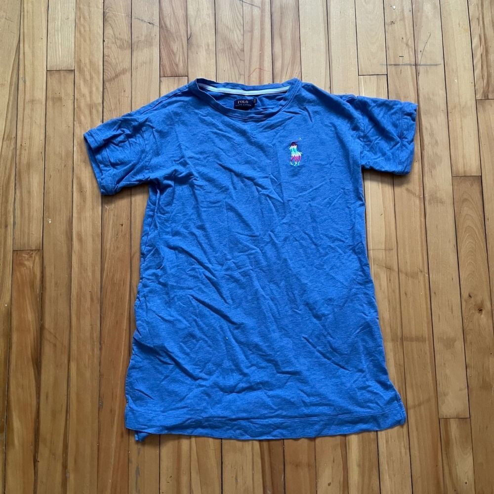 Ralph Lauren Polo Shirt Blue Embroidered Pony Short Sleeve Casual Top Size S